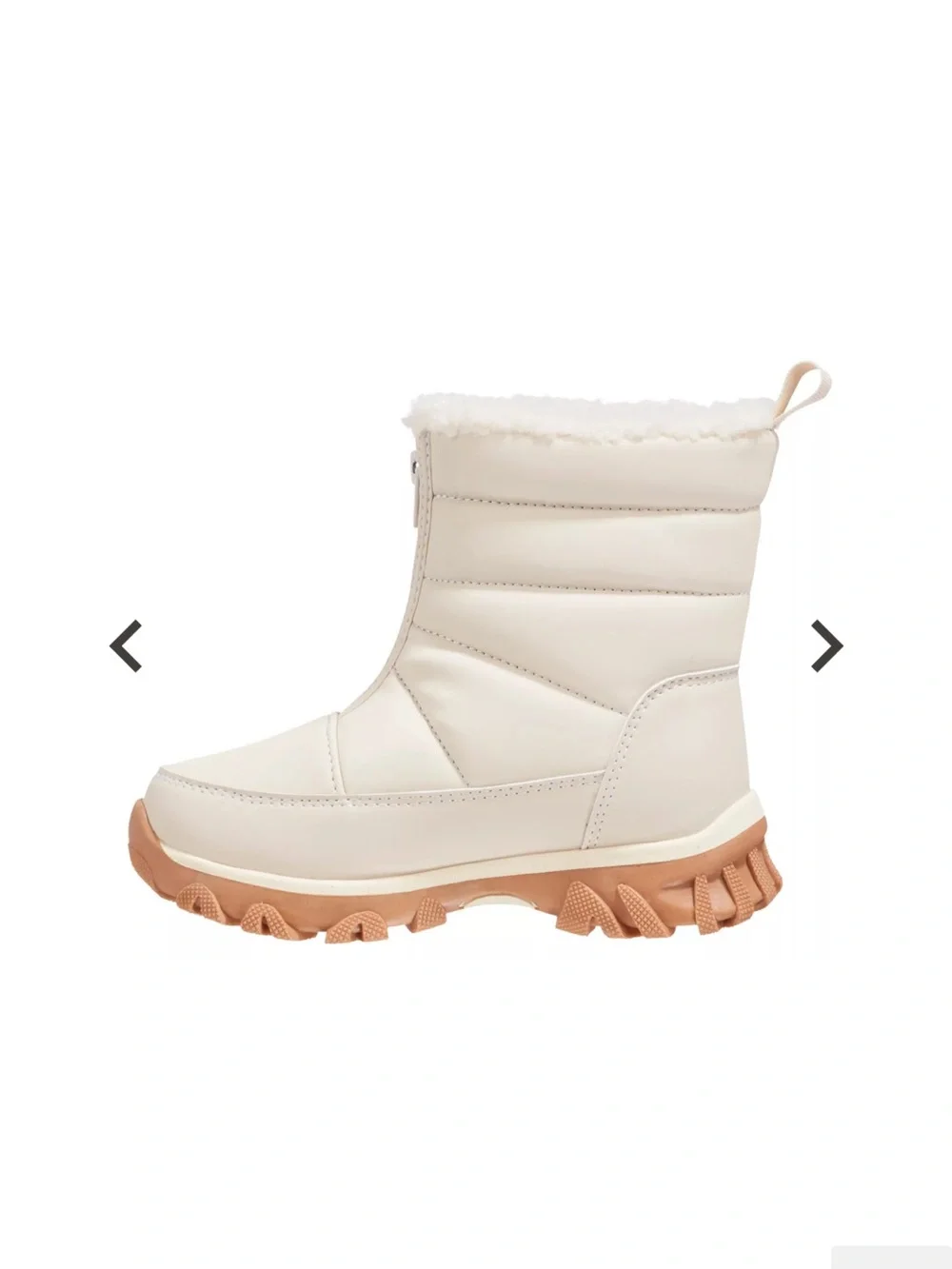 DSG Cream Kids Puffer Snow Boot with Tan Rubber Sole, EUC, size 4